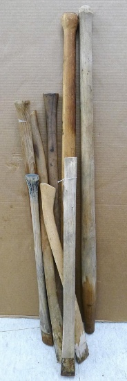 Wooden handles including 2 - cant hook, adze and 5 - axe. Three handles have been used, but are