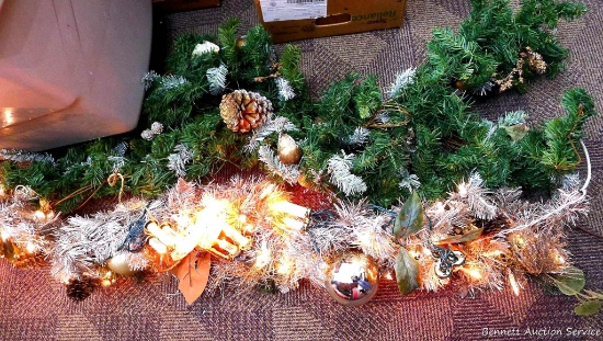 Will ship without tote. Two nicer quality faux pine garlands (both over 4' long), and a lighted