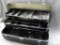 Vintage fishing tackle box is about 15