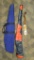 Allen and other long gun cases, plus a leather sling with mounts. Cases about 47