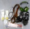 Adjustable leather Hunter rifle sling with mounting hardware, gun locks, Stabil Medium ice cleats,