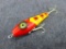 Brightly colored vintage South Bend Be-Bop fishing lure. In overall great condition with only some
