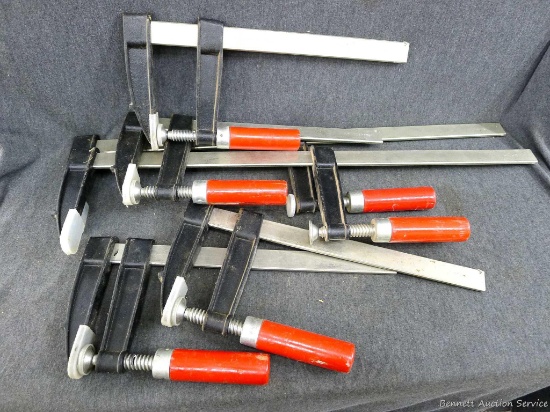 Pair of 28" bar clamps and two pair of 16" bar clamps.