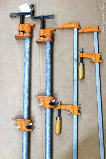 Two Pony bar clamps and two Jorgensen bar clamps - all about 40" long.