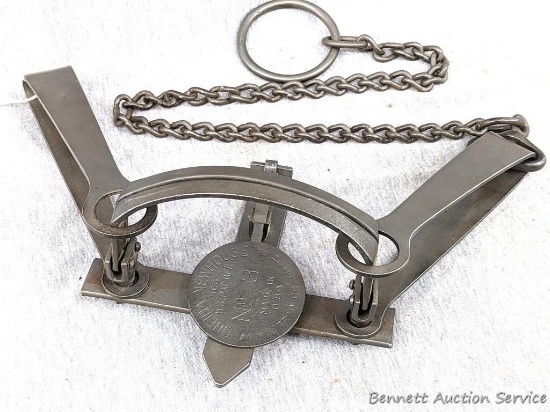 Oneida Newhouse ATC No. 3 double long spring animal trap is nearly 1-1/2'. Hardware appears