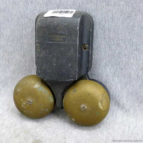 Neat vintage bell, Seller notes it's for a school. About 8" x 6-1/2" wide. Marked Bell Systems.