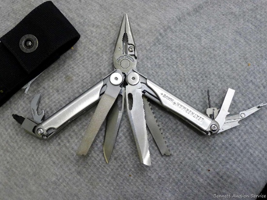 Leatherman Wave+ multitool with nylon sheath. Both pieces are in good condition. Multitool is about