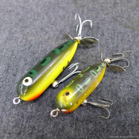 Heddon Baby Torpedo and Heddon Tiny Torpedo fishing lures are 3" and 2-1/2" long. Torpedo looks new.