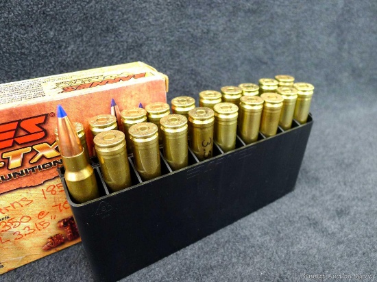 20 rounds of .338 Winchester Magnum ammunition with blue ballistic tip bullets