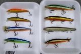 Eight fishing lures up to 5-1/4