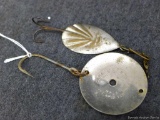Vintage Canadian Baits round spoon for large game fish and a No. 4 Pflueger spinner. Pflueger can be