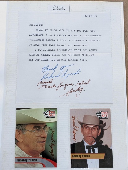 Nascar racing cards signed autographed by Smokey Yunick and Bob Jenkins