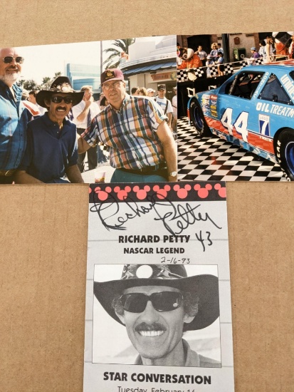 Nascar racing brochure signed autographed by Richard Petty, plus some personal pics regarding same