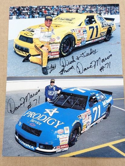 Two Nascar racing promotional cards signed autographed by Dave Marcis of Wausau, WI