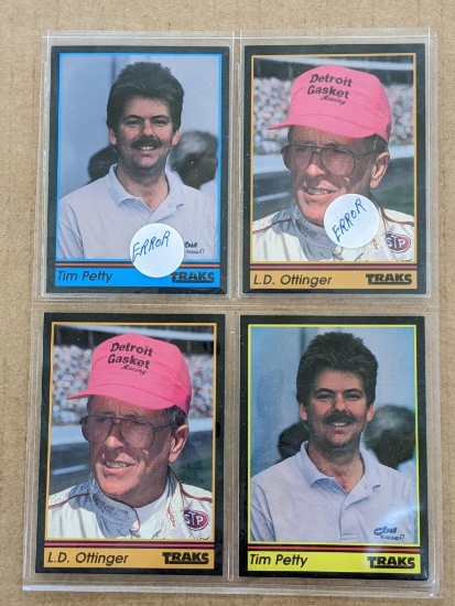ERROR 1991 Nascar racing cards by Traks, plus correct renditions. L.D. Ottinger No. 172a and 172b,