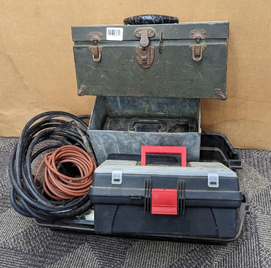 Three tool boxes, one lift out tray, some air hoses, more. Largest box measures 16 x 7 x 7 tall
