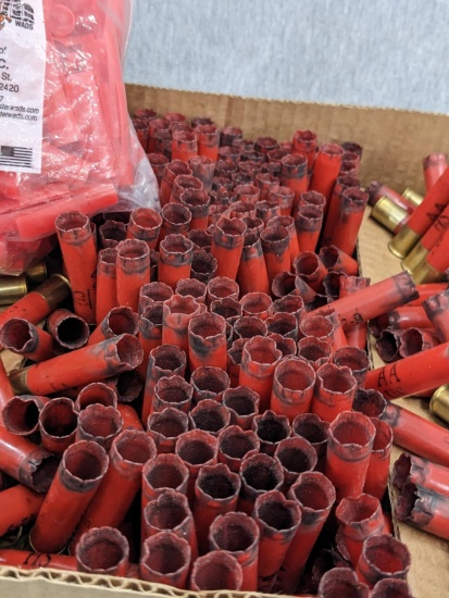 Notable quantity of 2-1/2" AA HS .410 shotshell hulls, plus a partial bag of wads.