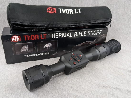 ATN ThOR LT160 thermal rifle scope with thermal sight-in targets and heat sources.  New in box?