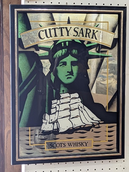 Scots Whisky Cutty Sark beer mirror. The mirror is in good condition and is approx 15"x20"