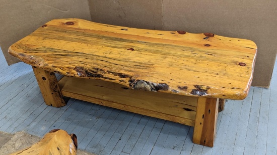 Attractive Northwoods style coffee table or couch table measures approx 26" x 62" x 21" tall. In