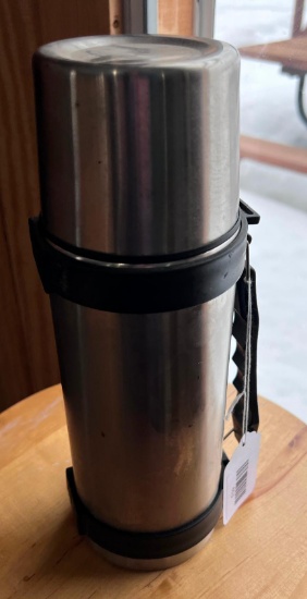 Insulated stainless steal thermos; no brand noted