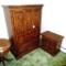 Night stand and wardrobe cabinet matches Lot 99 and 107. Wardrobe comes with contents including
