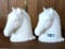 Pair of horse book ends, maker's sticker is worn, but looks like US made. Each is 6-1/2