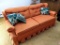Classic retro hide-a-bed couch is quite sturdy, upholstery is in good condition. Measures 6' over