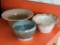 Three stoneware bowls; largest measures 7