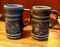 Two stoneware beer steins depict fly fishing and mallard scenes, each 6-1/2