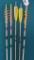 Five vintage wooden arrows with feather fletchings and field tips, 30