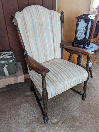 Nice armchair matches the rocker in lot 10. About 27" x 24" x 43" high and in good condition with