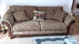 Ashley couch with 3 throw pillows; measures 93