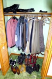 Men's clothing including dress pants, suit coats, shoes, etc. Pants I checked are size 38x30 or so.