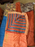 Western Field 4 lb sleeping bag has a nylon shell; Blue sleeping bag with cotton exterior, no tag