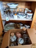 Stemware, pitcher, cups, jars including a bale top jar and more.