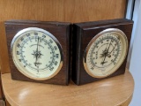 Folding barometer and thermometer set; measures 10