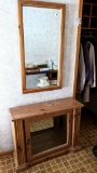 Entry cabinet and hall mirror. Cabinet measures 3' wide x 29