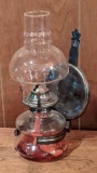 Charming oil lamp with reflectors, stands approx. 12