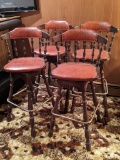 Four bar stools with upholstered seats and trim, 31