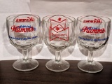 Two Hamm's beer goblets and a Budweiser goblets, each approx. 6