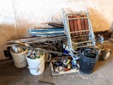 Scrap metal pile, incl. aluminum, steel, brass, copper wire, other. Pile measures approx 6' long.