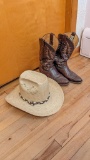 Nice pair of vintage men's Nocoma cowboy boots, size 10D and a Stetson Road Runner hat, size 7-1/8