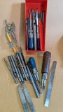 Leather working tools incl. WSCO hole punches, hook knives, stich punches, more.