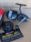 Garcia Mitchell 300C fishing reel with original paper, box, and line holder. The reel is stiff but