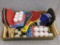 Ping pong or table tennis paddles, balls, 4-3/8