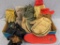 Military mitten shells with trigger fingers (look to be dated 1951), Scheels suspenders, 14