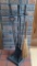 Fireplace set incl brush, scooper, tongs, poker, stand. Whole unit about 32