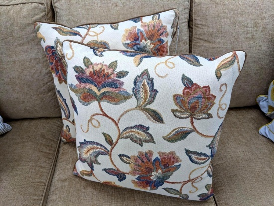 Two classy 20" square throw pillows are both in good condition.