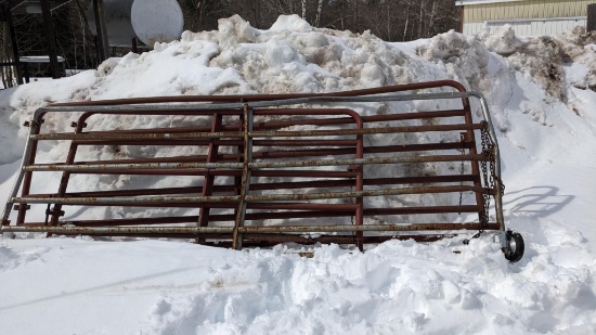Two 12' x 4' and one 8' x 4' steel tube swinging gates with some bends.